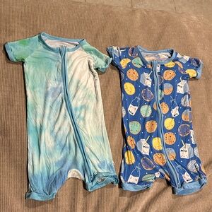 Little Sleepies Blue and Green Kids One Pieces